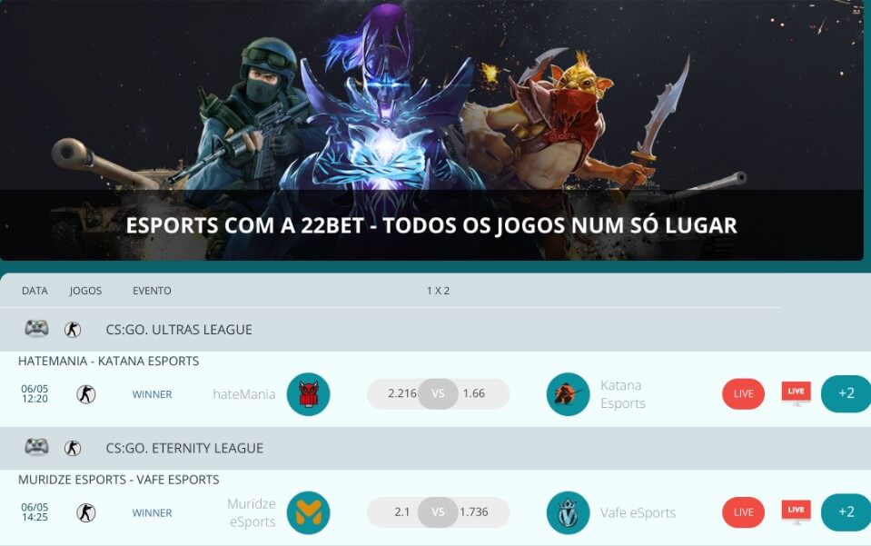 22bet eSports
